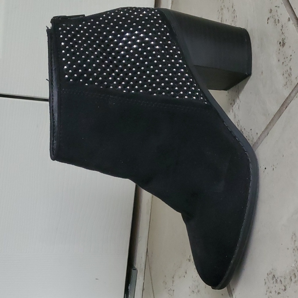 Madden NYC black suede studded booties